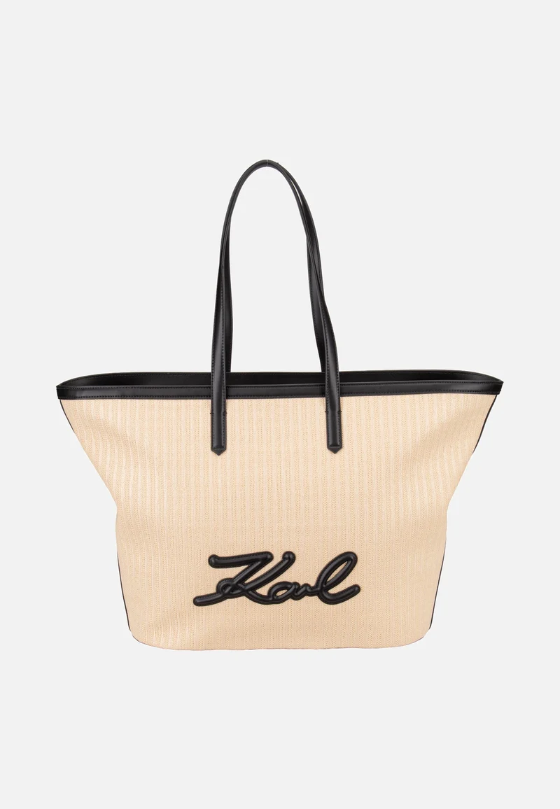 K/Signature Raffia MD Tote Natural/Black - Shopper