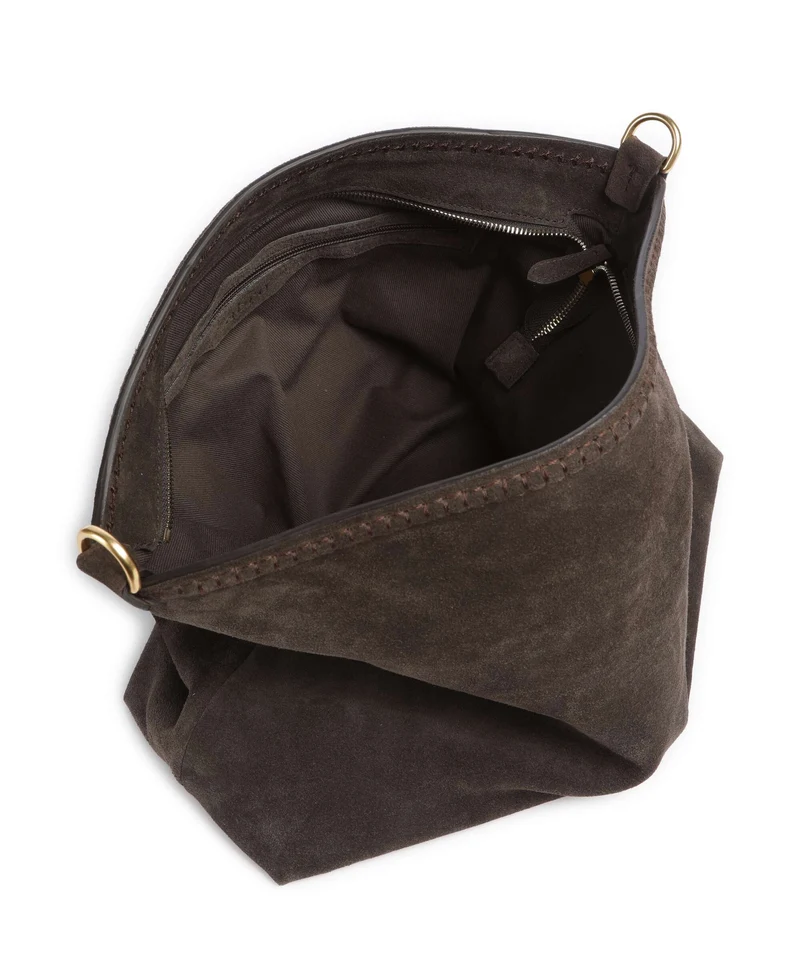 Abro Suede Signature Beuteltasche dark brown