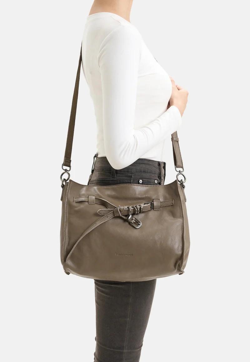 Belted With Love Shoulderbag Grey Khaki - Schultertasche