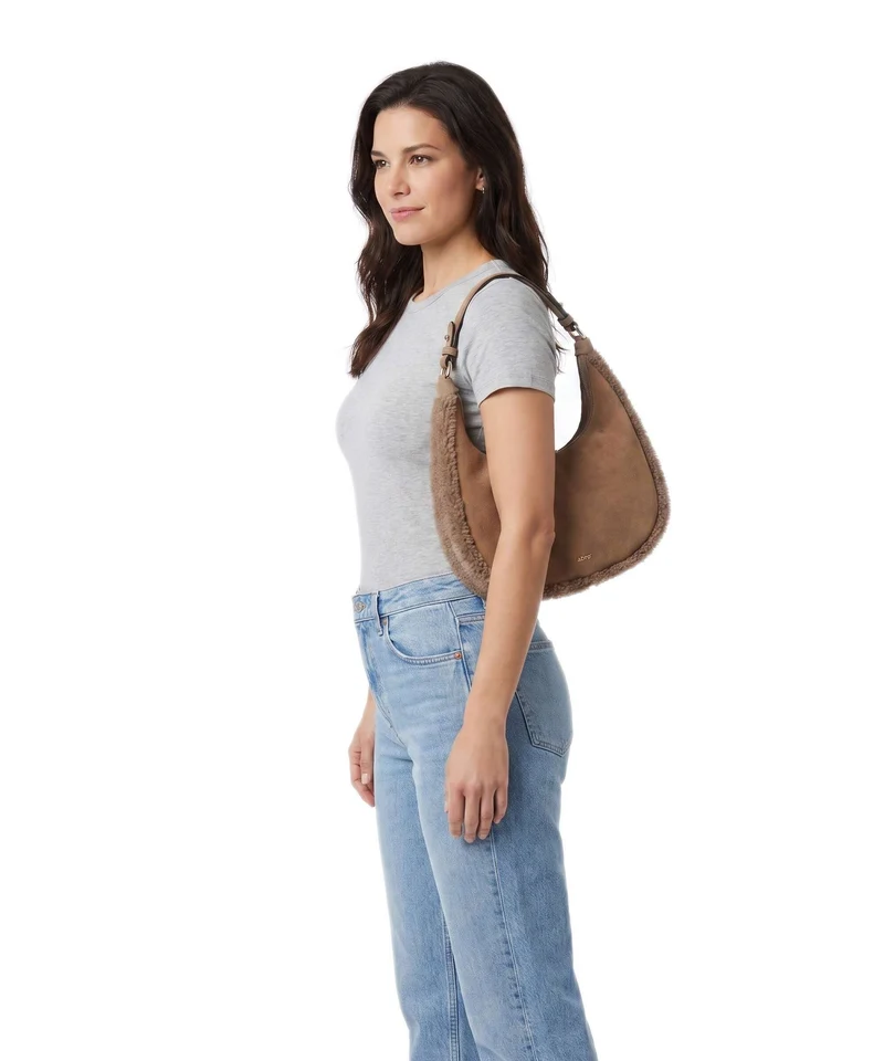 Abro Shearling Nana Mini Schultertasche cappuccino
