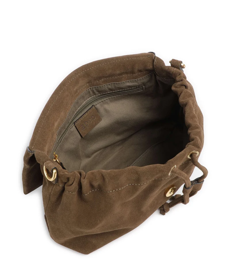 Abro Suede Temi Medium Schultertasche khaki
