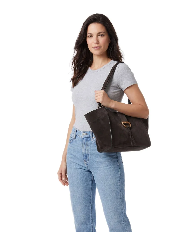 Abro Suede Temi Shopper dark brown