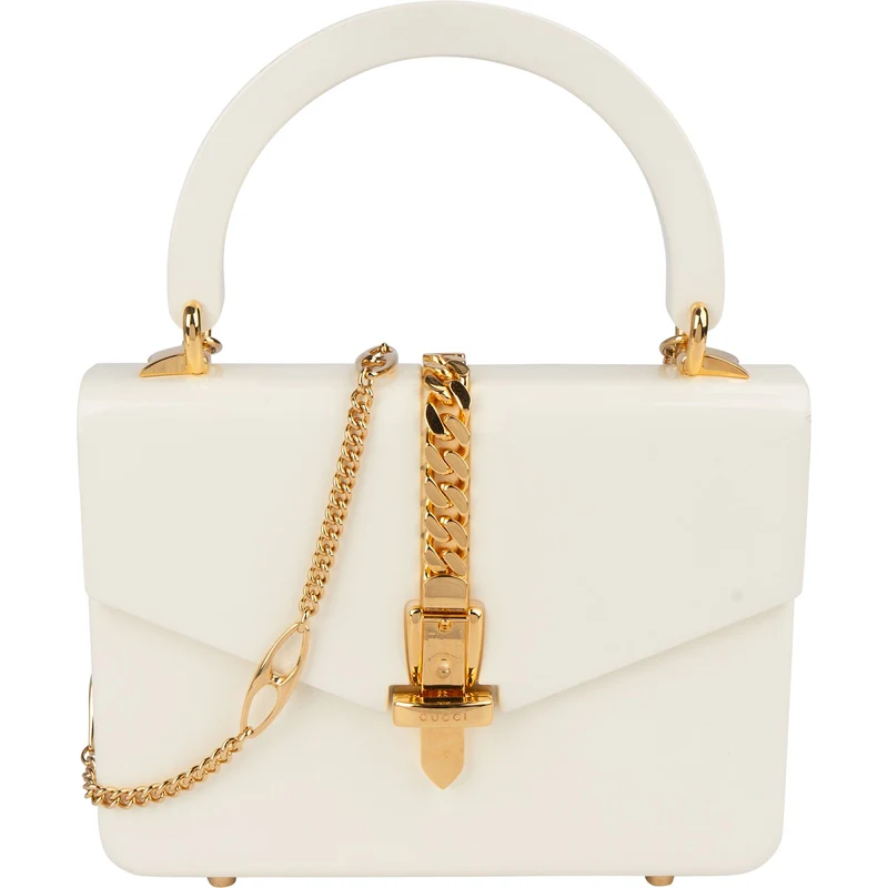 Gucci White Plexiglass Sylvie 1969 Mini Top Handle Handbag
