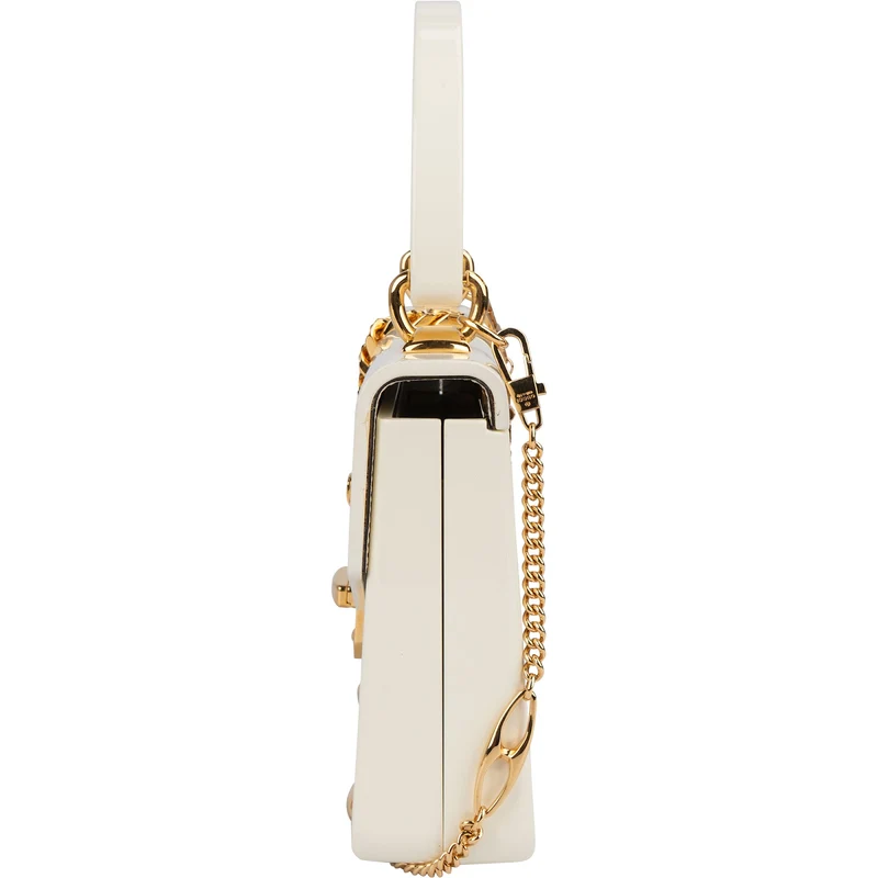 Gucci White Plexiglass Sylvie 1969 Mini Top Handle Handbag