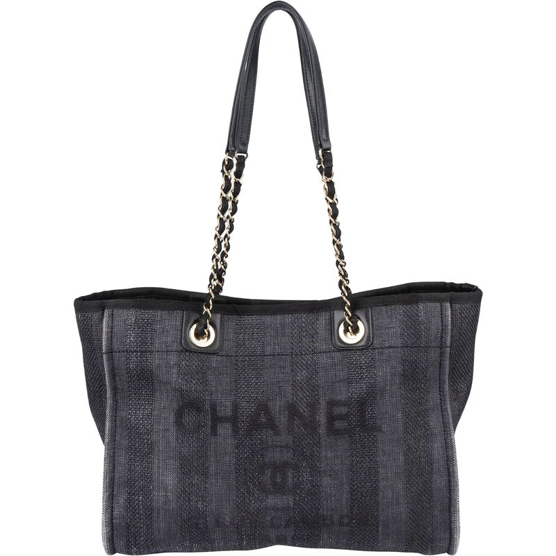 Chanel Bleu Tweed Deauville Tote Shoulder Bag