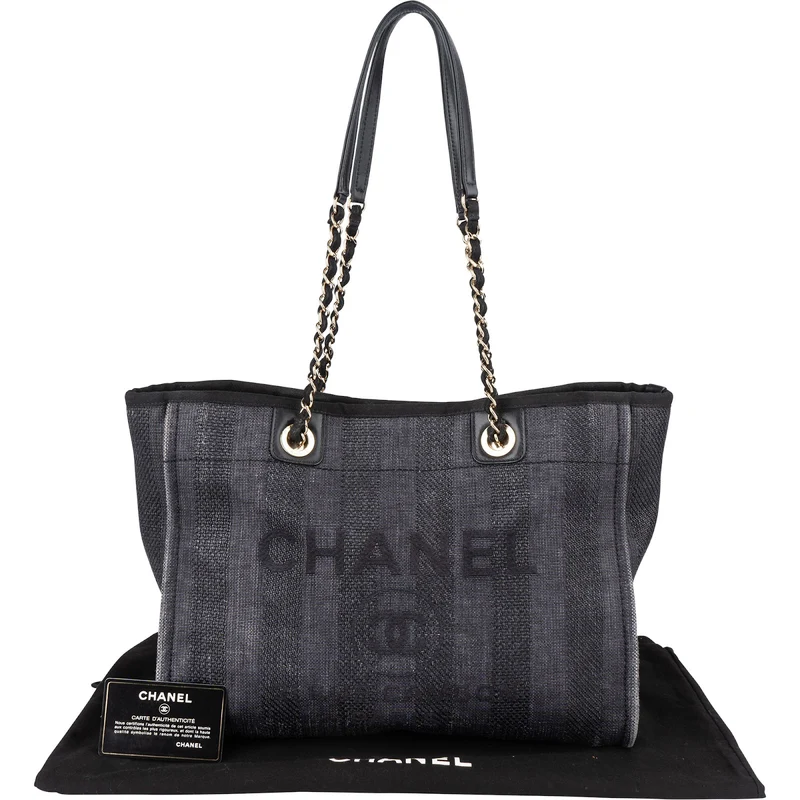 Chanel Bleu Tweed Deauville Tote Shoulder Bag