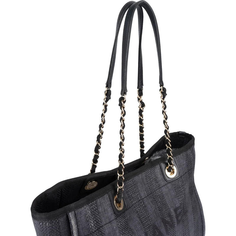 Chanel Bleu Tweed Deauville Tote Shoulder Bag