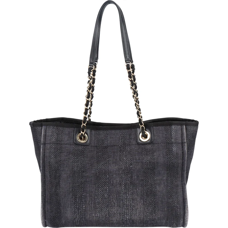 Chanel Bleu Tweed Deauville Tote Shoulder Bag