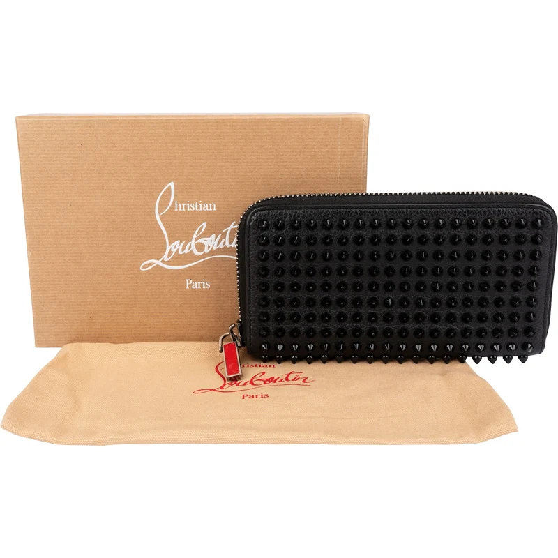 Christian Louboutin Black Leather Panettone Spikes Wallet