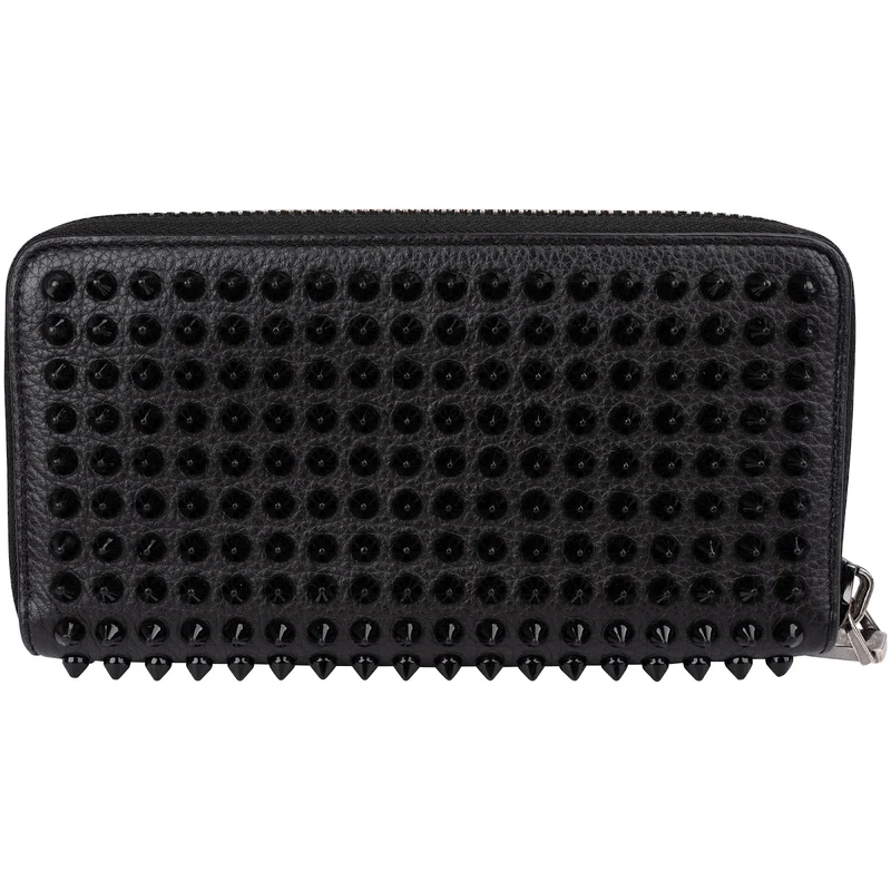 Christian Louboutin Black Leather Panettone Spikes Wallet