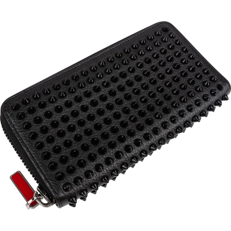 Christian Louboutin Black Leather Panettone Spikes Wallet