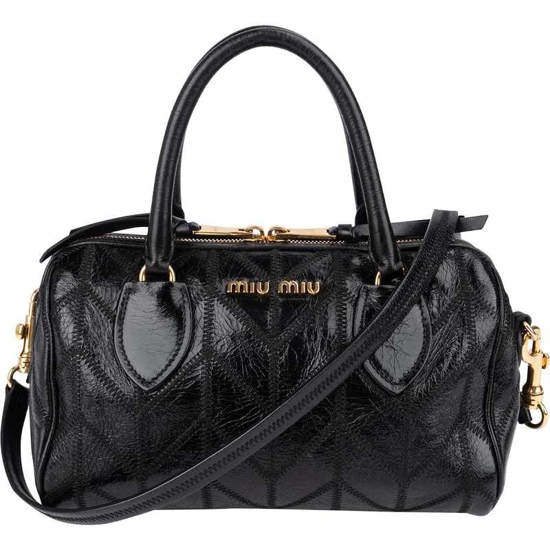 Miu Miu Vitello Shine Lux Stitched Small Bauletto Handbag