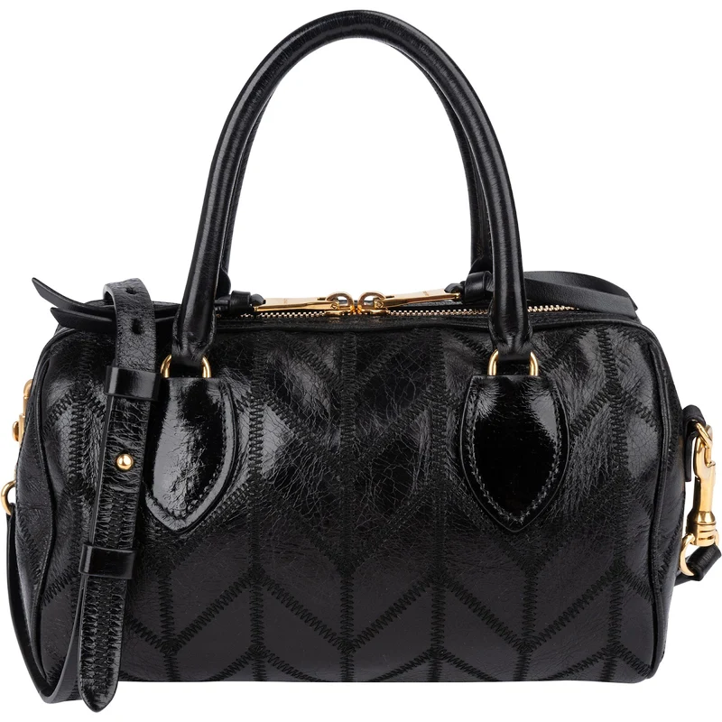 Miu Miu Vitello Shine Lux Stitched Small Bauletto Handbag