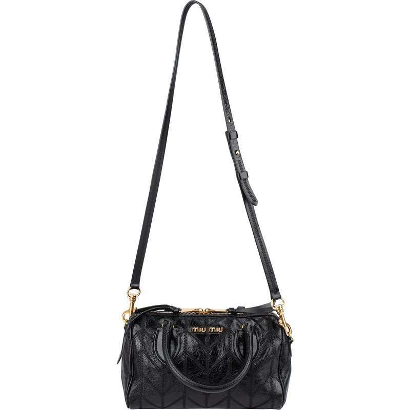 Miu Miu Vitello Shine Lux Stitched Small Bauletto Handbag