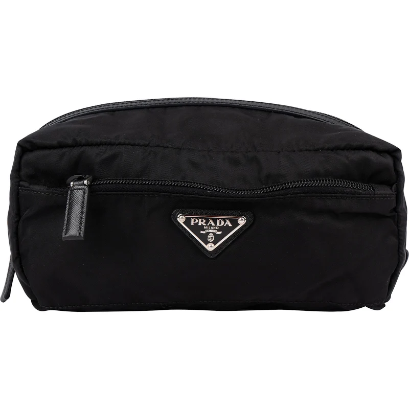 Prada Tessuto Nylon Saffiano Leather Cosmetic Pouch