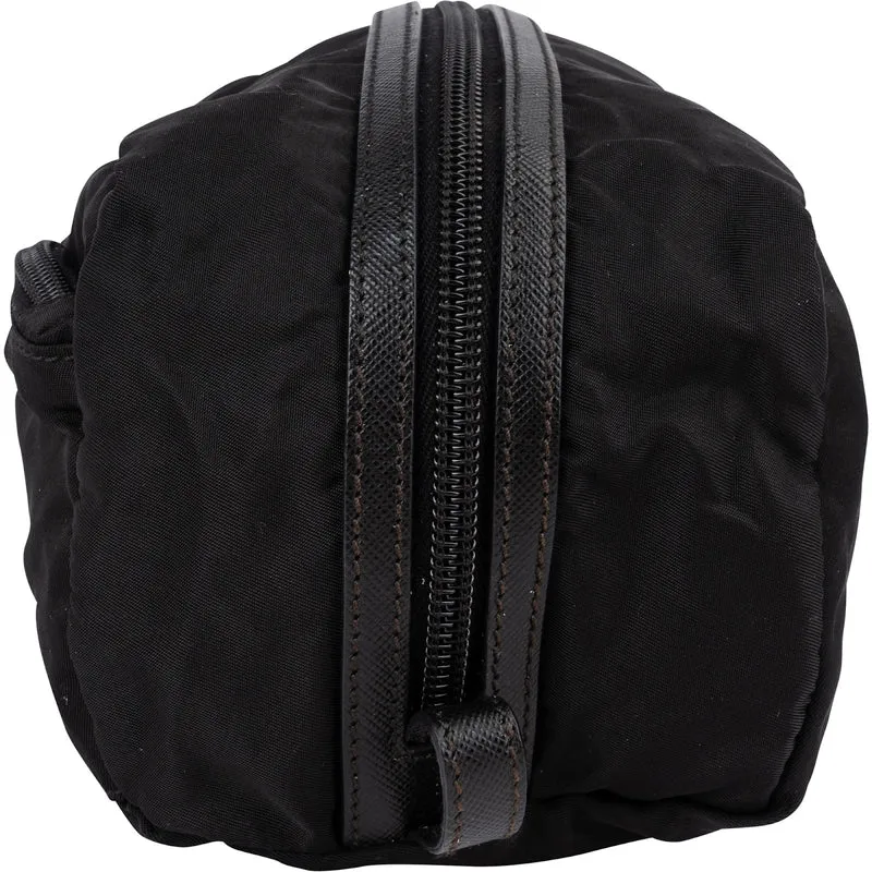 Prada Tessuto Nylon Saffiano Leather Cosmetic Pouch