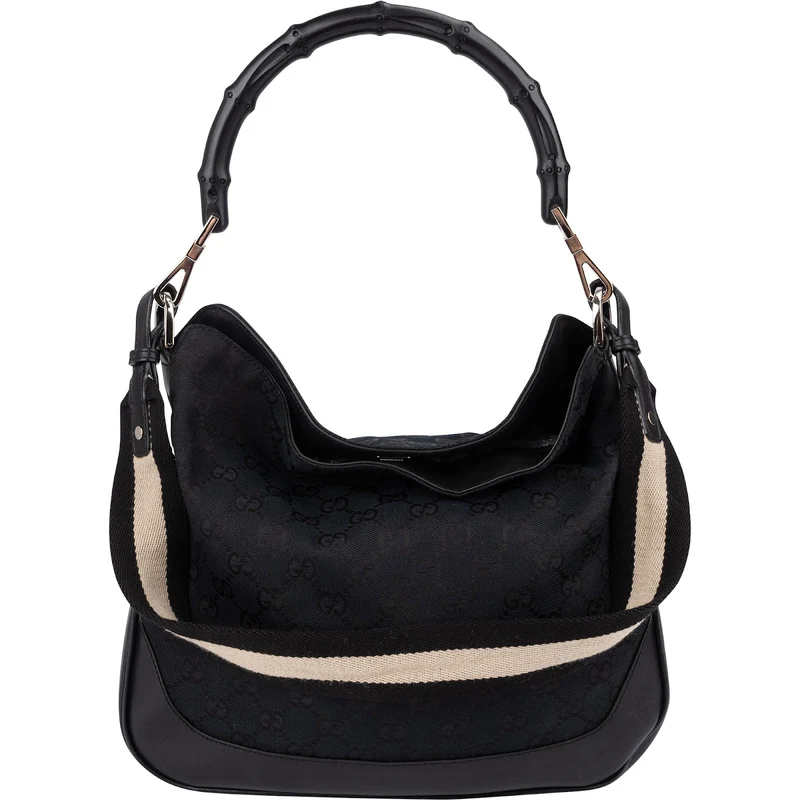 Gucci Monogram GG Canvas Bamboo Handle Shoulder Handbag