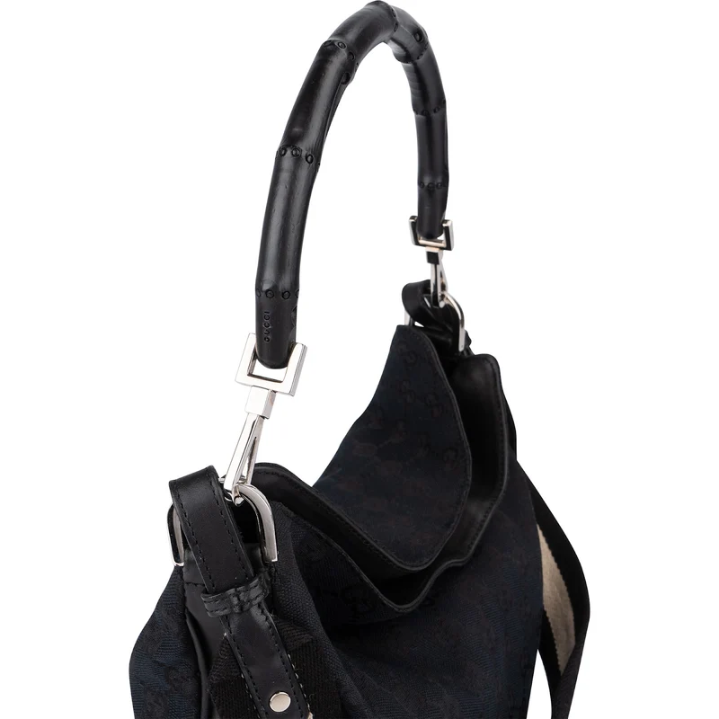 Gucci Monogram GG Canvas Bamboo Handle Shoulder Handbag