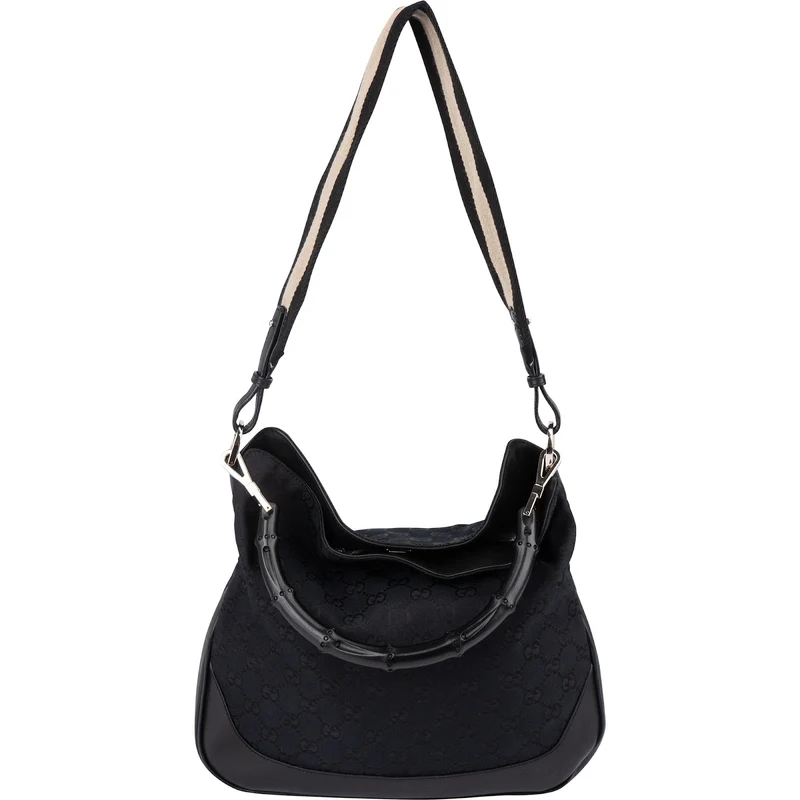 Gucci Monogram GG Canvas Bamboo Handle Shoulder Handbag