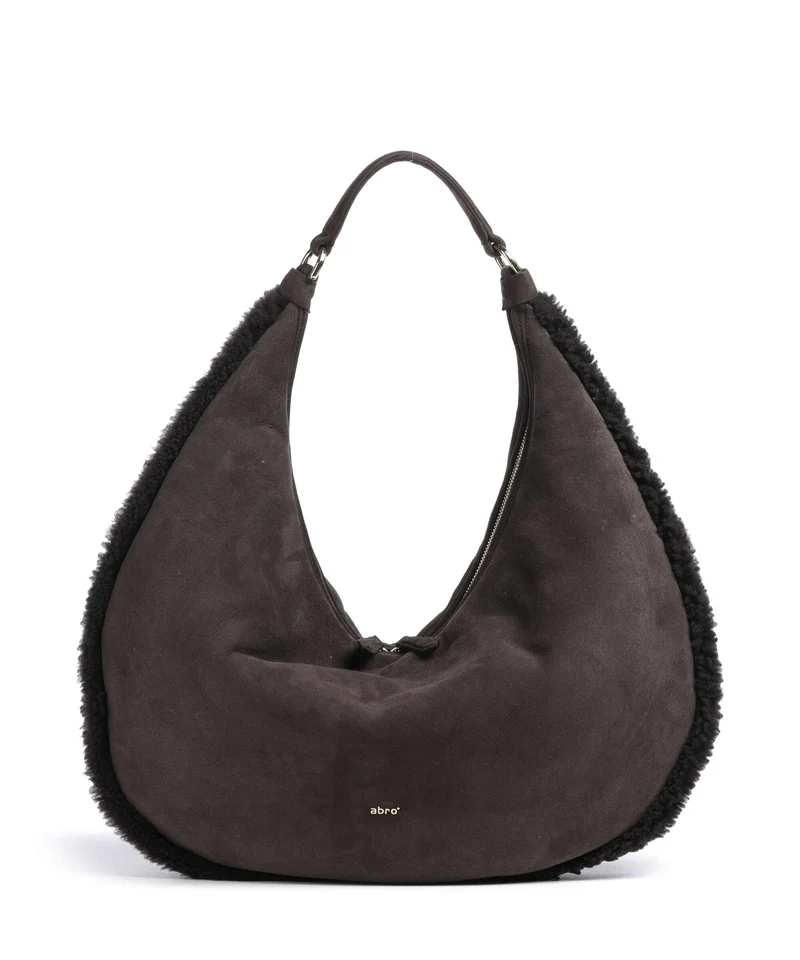Abro Shearling Nana Big Beuteltasche dark brown