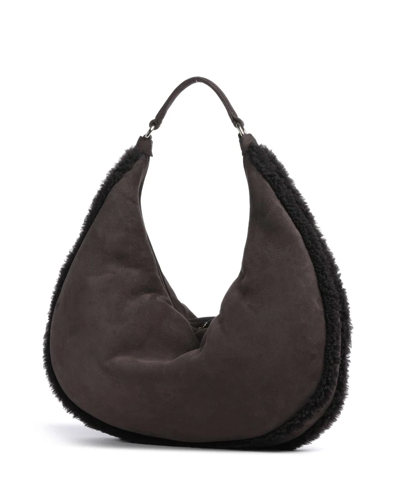 Abro Shearling Nana Big Beuteltasche dark brown