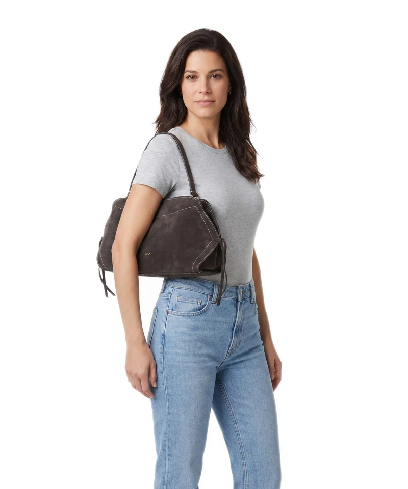 Abro Suede Necessity Small Schultertasche dark brown