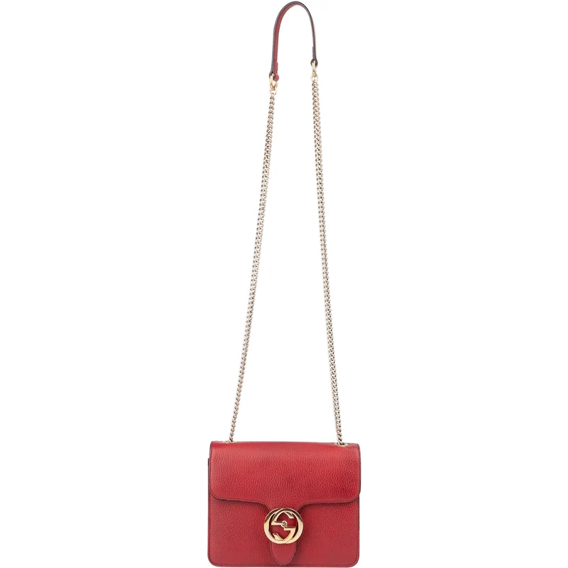 Gucci Grained Leather Interlocking GG Small Crossbody Bag