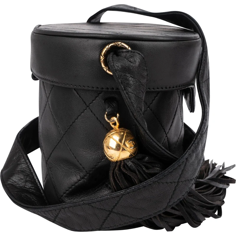 Chanel Quilted Lambskin Tassel Vanity Case Crossbody Bag