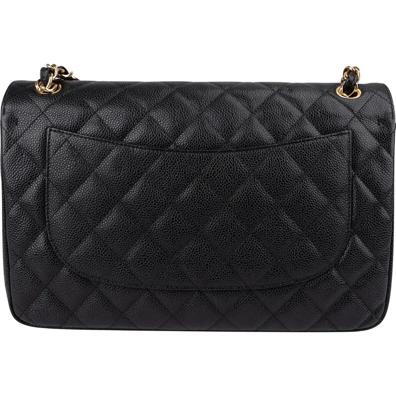 Chanel Quilted Caviar Leather Jumbo Double Flap Crossbody Bag