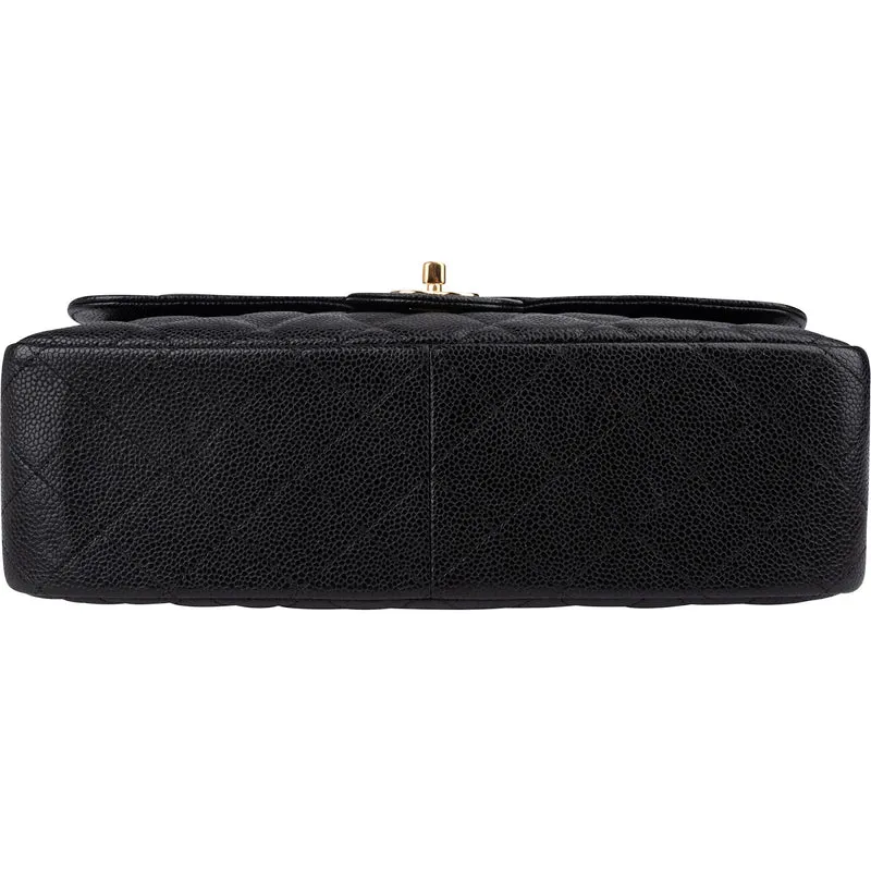 Chanel Quilted Caviar Leather Jumbo Double Flap Crossbody Bag