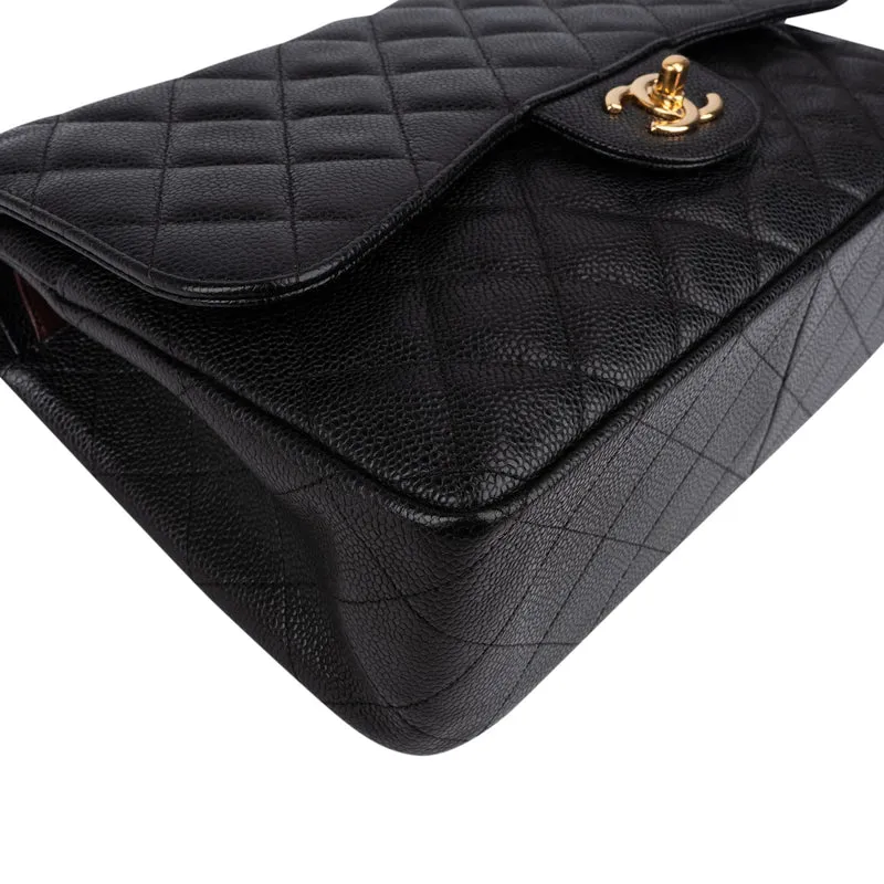 Chanel Quilted Caviar Leather Jumbo Double Flap Crossbody Bag