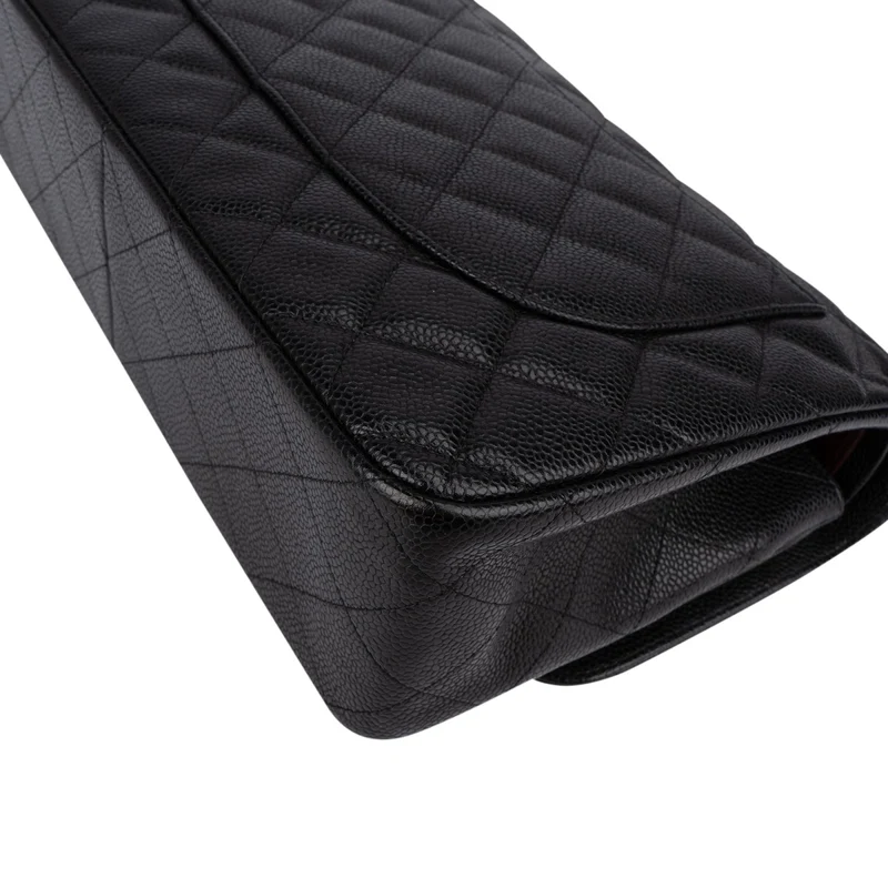 Chanel Quilted Caviar Leather Jumbo Double Flap Crossbody Bag
