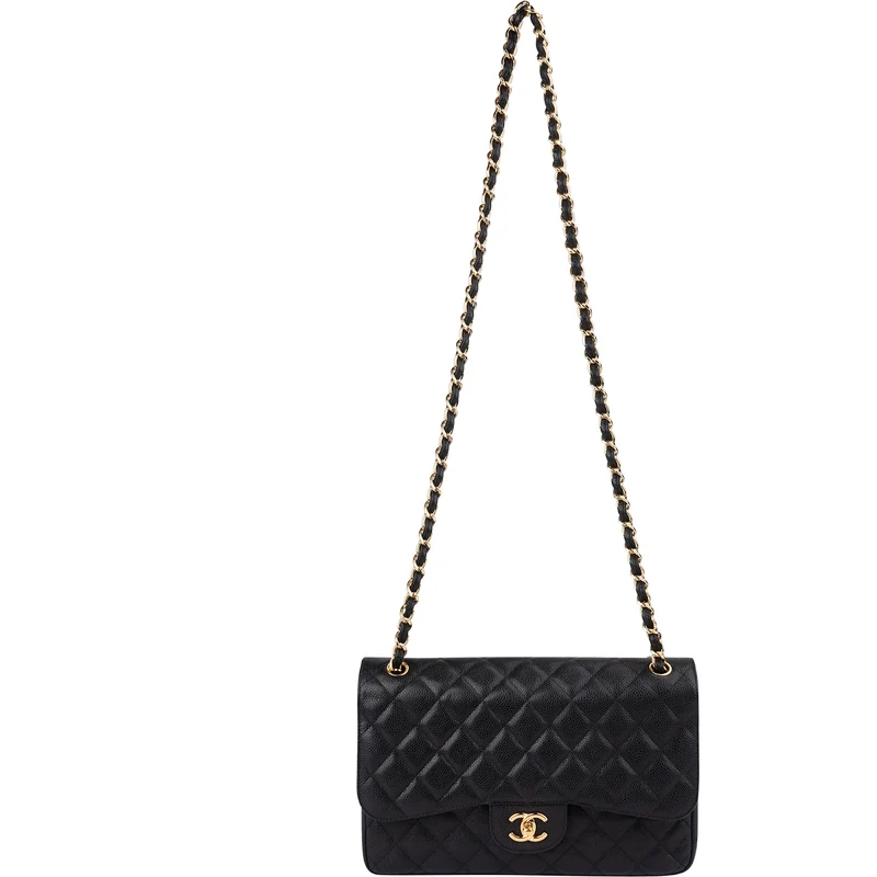 Chanel Quilted Caviar Leather Jumbo Double Flap Crossbody Bag
