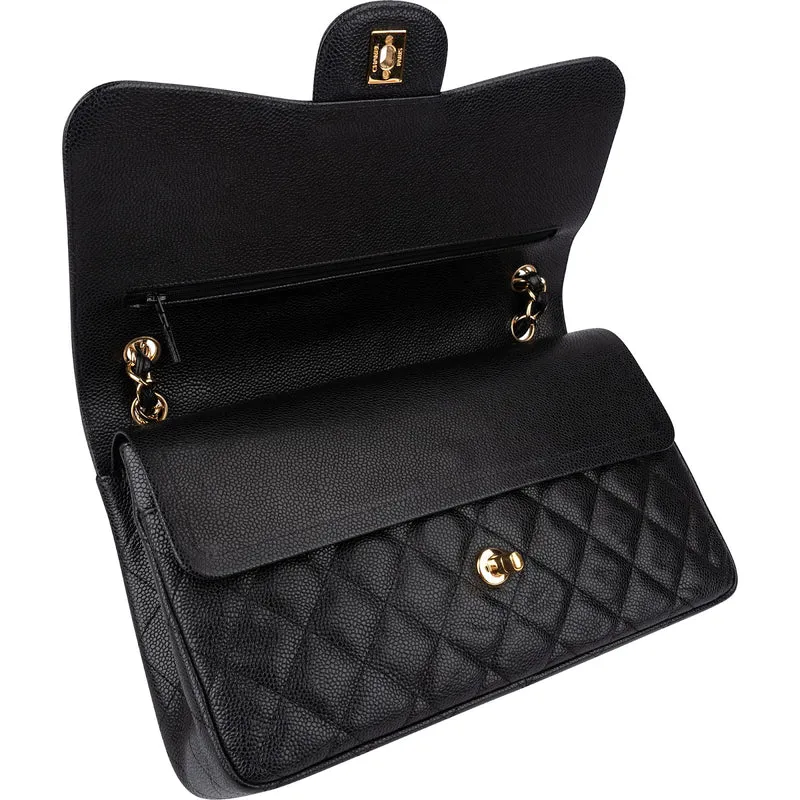 Chanel Quilted Caviar Leather Jumbo Double Flap Crossbody Bag