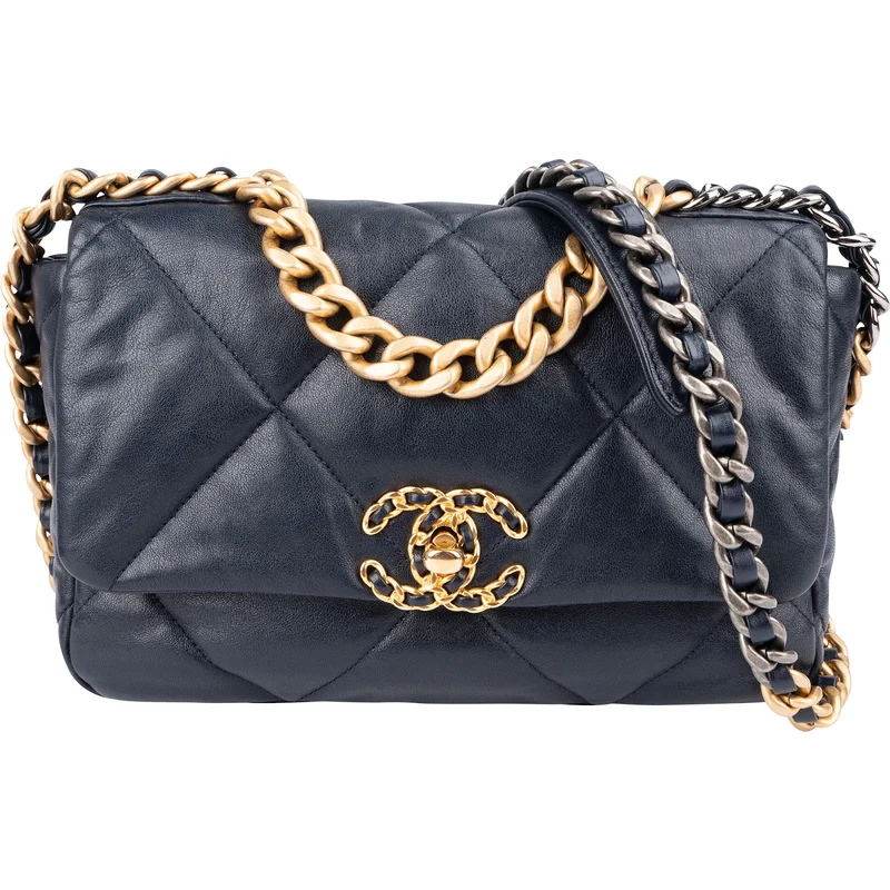 Chanel 19 Quilted Navy Lambskin Single Flap Crossbody Bag
