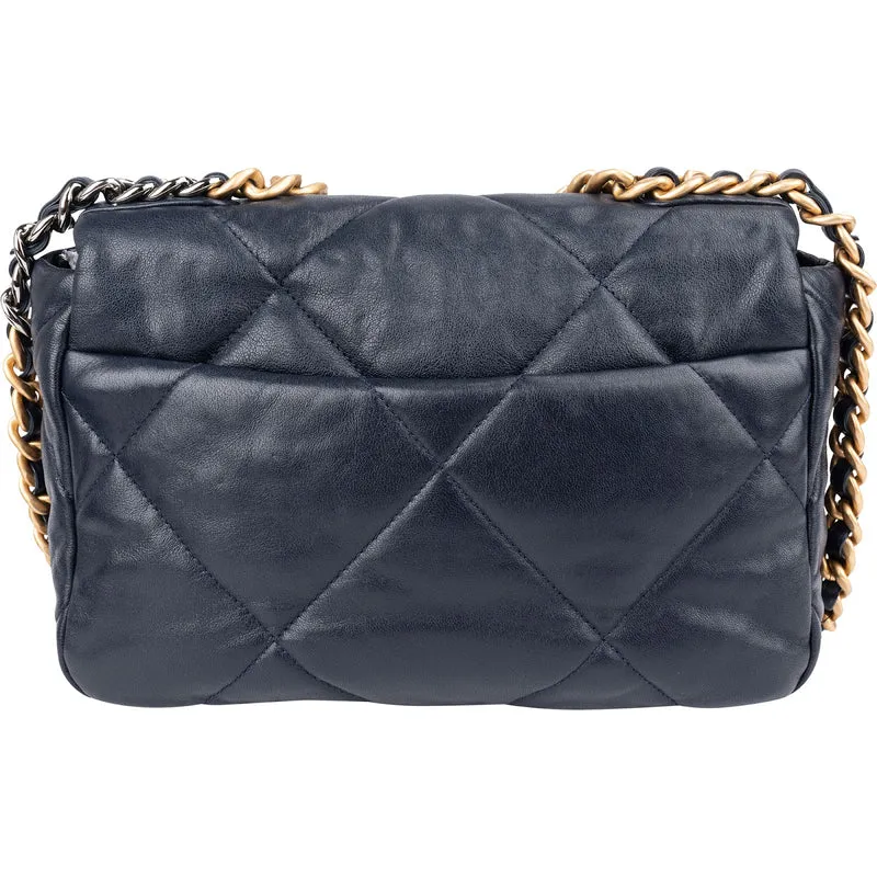 Chanel 19 Quilted Navy Lambskin Single Flap Crossbody Bag