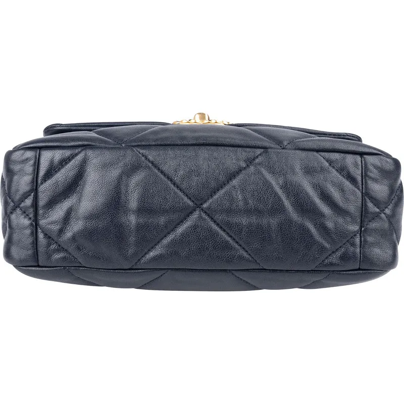 Chanel 19 Quilted Navy Lambskin Single Flap Crossbody Bag