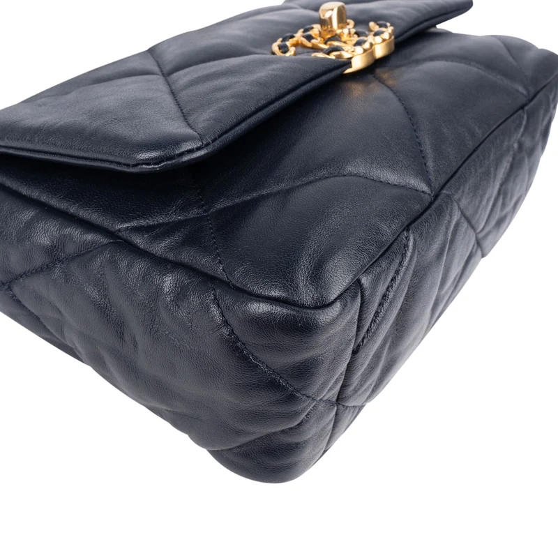 Chanel 19 Quilted Navy Lambskin Single Flap Crossbody Bag
