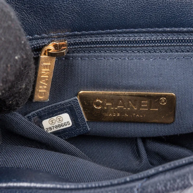 Chanel 19 Quilted Navy Lambskin Single Flap Crossbody Bag