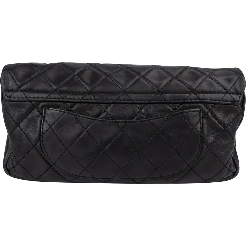 Chanel Quilted Lambskin Modern Palladium Chain Jumbo Single Flap Shoulder Bag