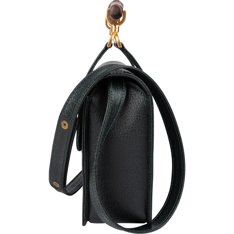 Gucci Grained Leather Bamboo Top Handle Turnlock Crossbody Handbag