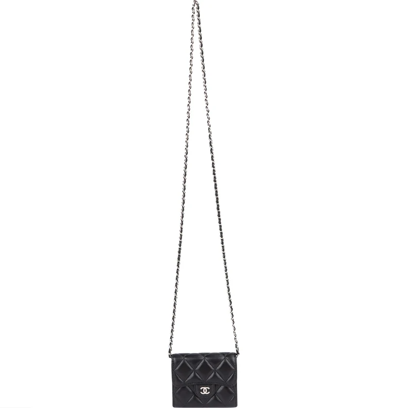 Chanel Quilted Lambskin CC Single Flap Wallet on Chain
