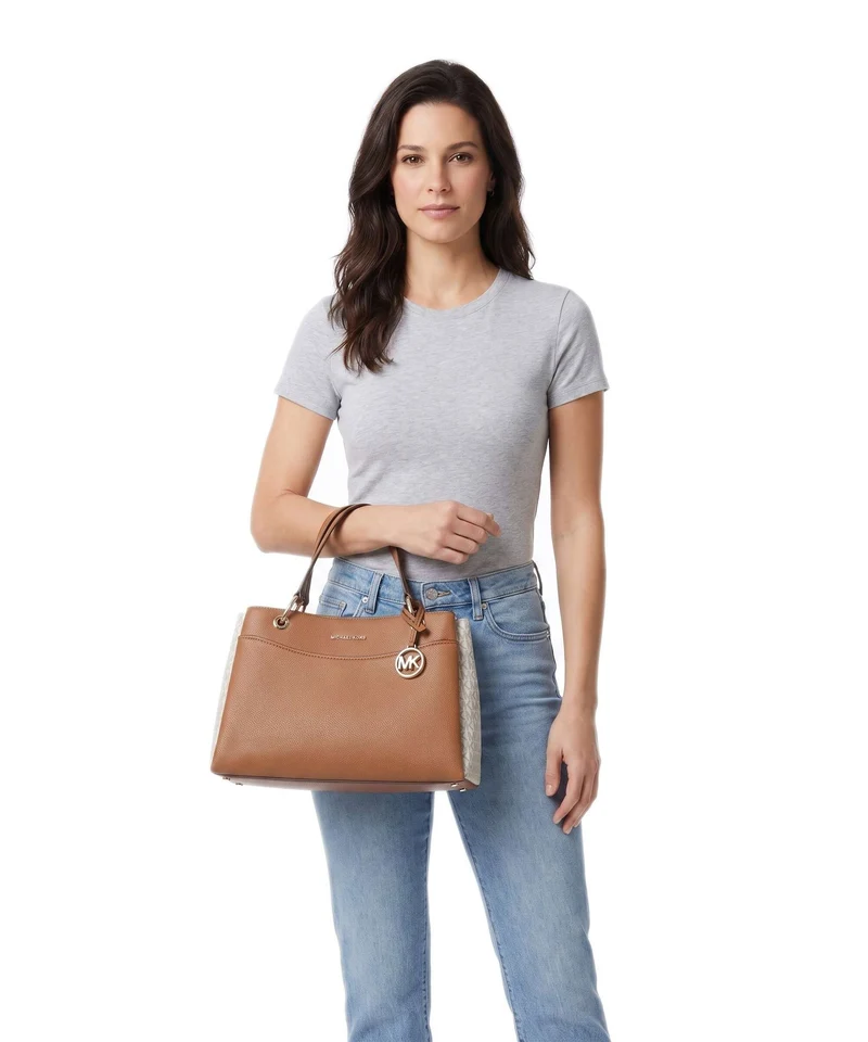 Michael Kors May Medium Handtasche vanilla/acorn