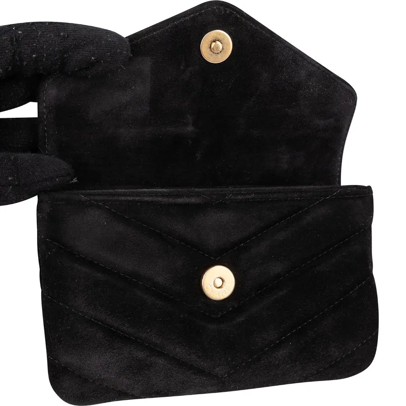 Chanel Suede Quilted Chevron Button Envelope Pouch