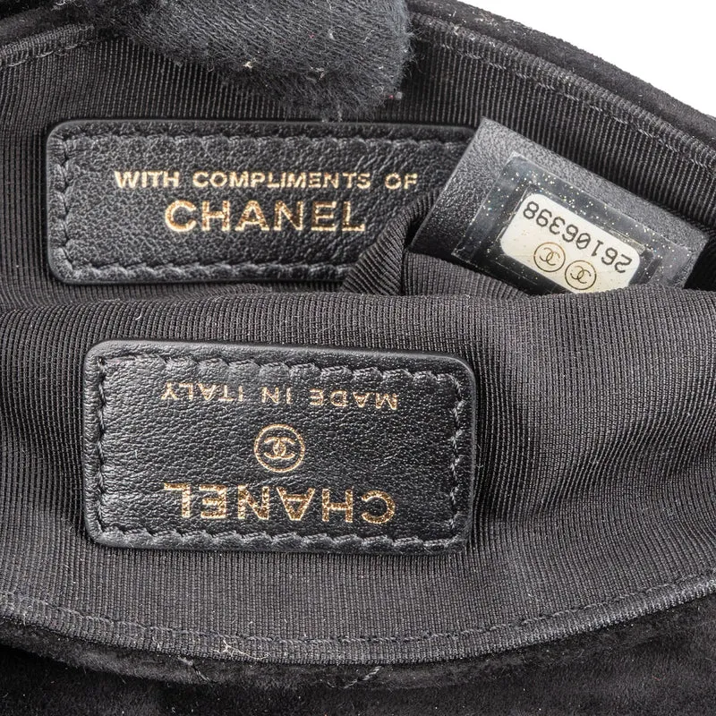 Chanel Suede Quilted Chevron Button Envelope Pouch