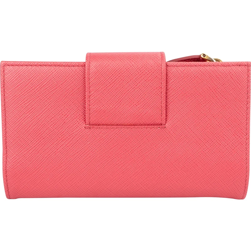 Prada Pink Saffiano Leather Clip Wallet