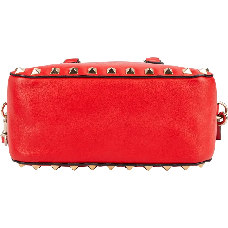 Valentino Red Leather Rockstud Small Camera Handbag