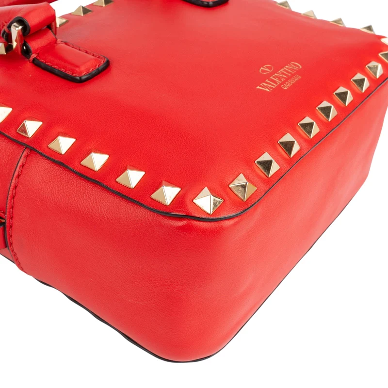 Valentino Red Leather Rockstud Small Camera Handbag