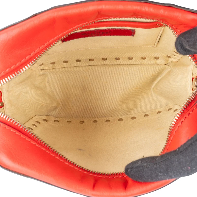 Valentino Red Leather Rockstud Small Camera Handbag