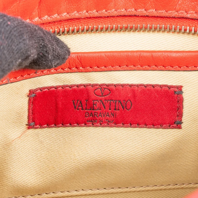 Valentino Red Leather Rockstud Small Camera Handbag
